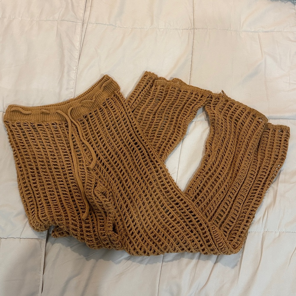 Brown crochet pants